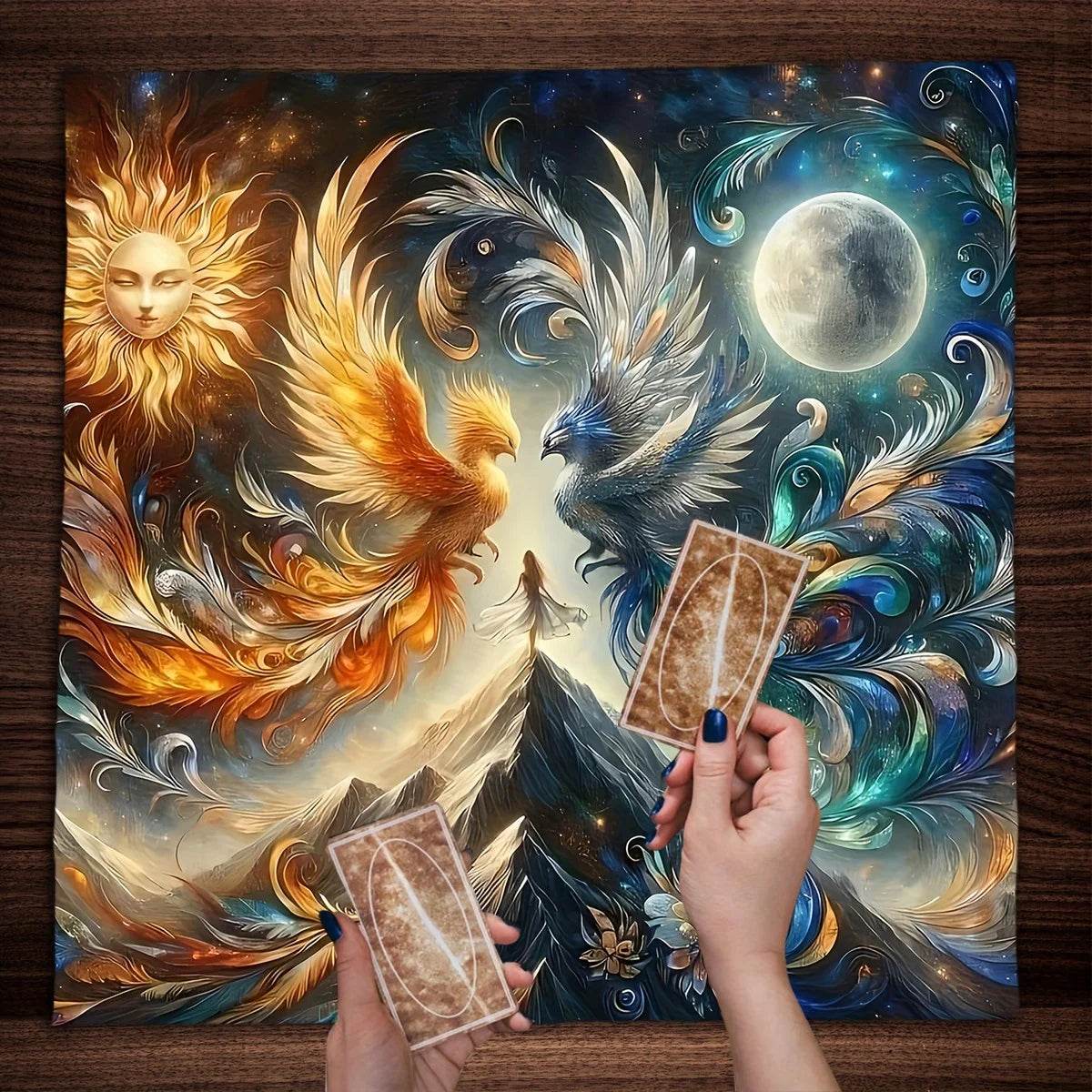 Tarot Tablecloth Sun Moon Design - VIKAMA Sun and Moon Tarot Magic YLB-332