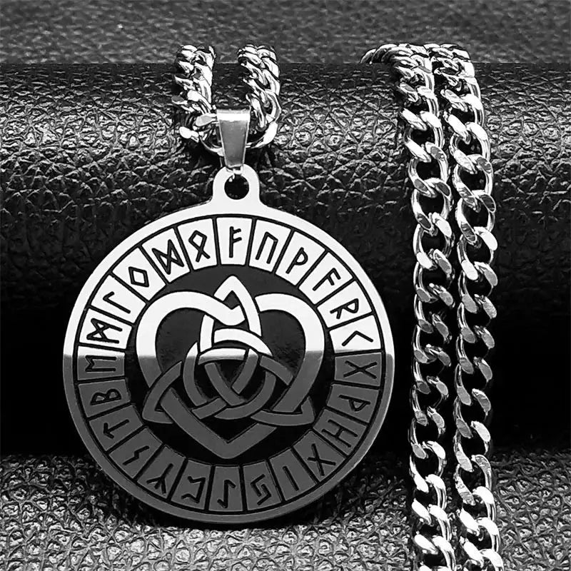 🛡️ Viking Witch Celtic Knot Pendant Necklace – Durable Stainless Steel Odin Gothic Amulet Protection & Mystical Symbol Nudo de Bruja Knot Design Men’s and Women’s Chain O 50cm CS SR