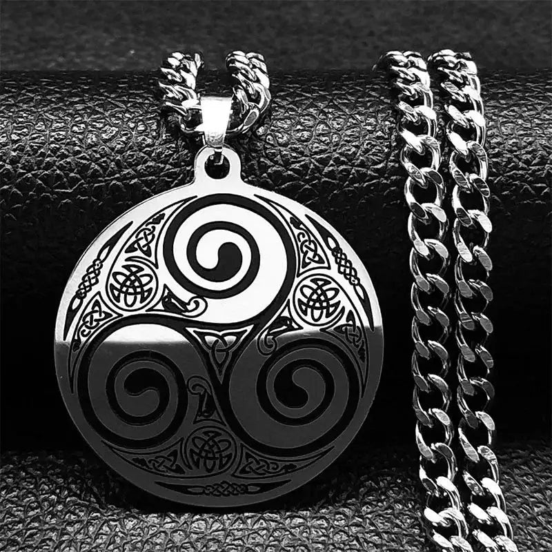 🛡️ Viking Witch Celtic Knot Pendant Necklace – Durable Stainless Steel Odin Gothic Amulet Protection & Mystical Symbol Nudo de Bruja Knot Design Men’s and Women’s Chain N 50cm CS SR
