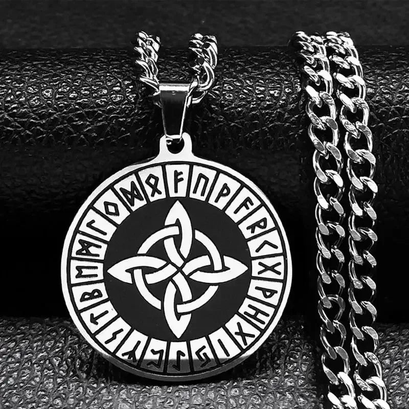 🛡️ Viking Witch Celtic Knot Pendant Necklace – Durable Stainless Steel Odin Gothic Amulet Protection & Mystical Symbol Nudo de Bruja Knot Design Men’s and Women’s Chain R 50cm CS SR