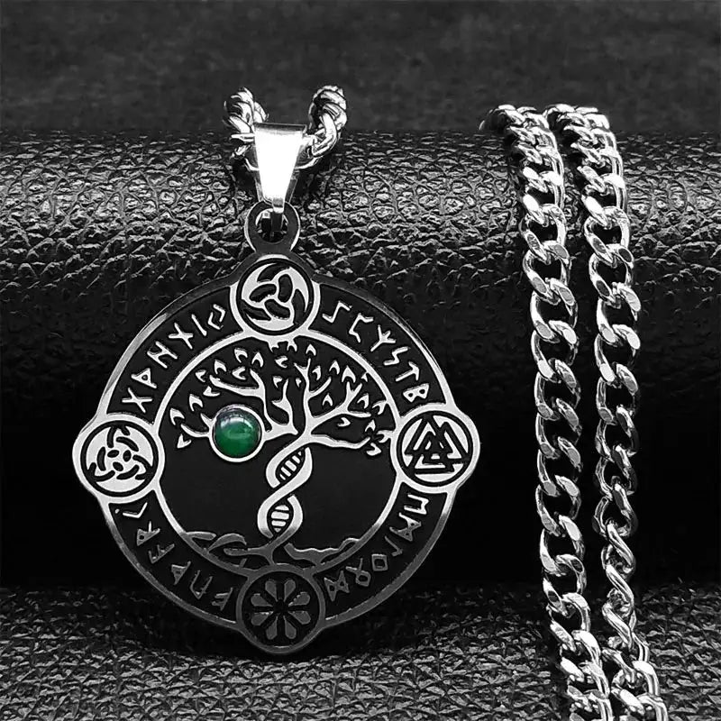 🛡️ Viking Witch Celtic Knot Pendant Necklace – Durable Stainless Steel Odin Gothic Amulet Protection & Mystical Symbol Nudo de Bruja Knot Design Men’s and Women’s Chain M Lv 50cm CS SR