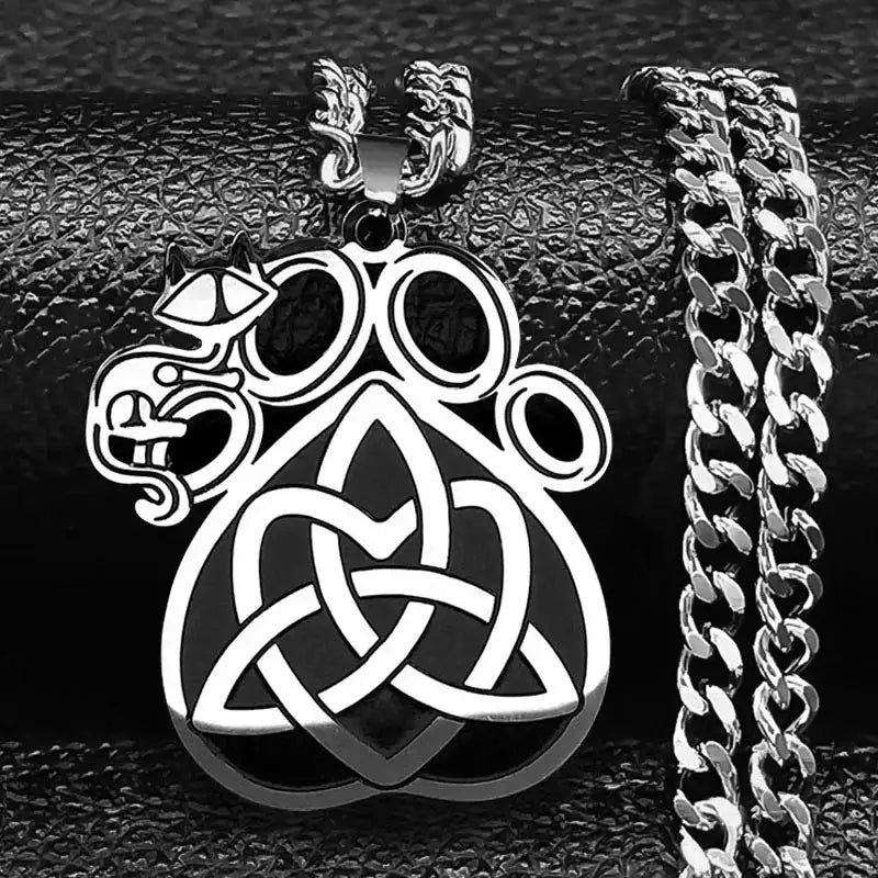 🛡️ Viking Witch Celtic Knot Pendant Necklace – Durable Stainless Steel Odin Gothic Amulet Protection & Mystical Symbol Nudo de Bruja Knot Design Men’s and Women’s Chain G 50cm CS SR