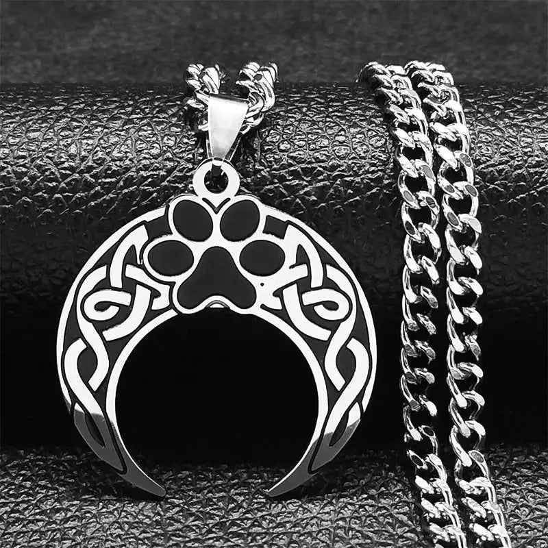 🛡️ Viking Witch Celtic Knot Pendant Necklace – Durable Stainless Steel Odin Gothic Amulet Protection & Mystical Symbol Nudo de Bruja Knot Design Men’s and Women’s Chain H 50cm CS SR