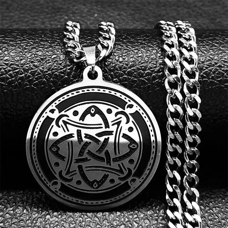 🛡️ Viking Witch Celtic Knot Pendant Necklace – Durable Stainless Steel Odin Gothic Amulet Protection & Mystical Symbol Nudo de Bruja Knot Design Men’s and Women’s Chain P 50cm CS SR