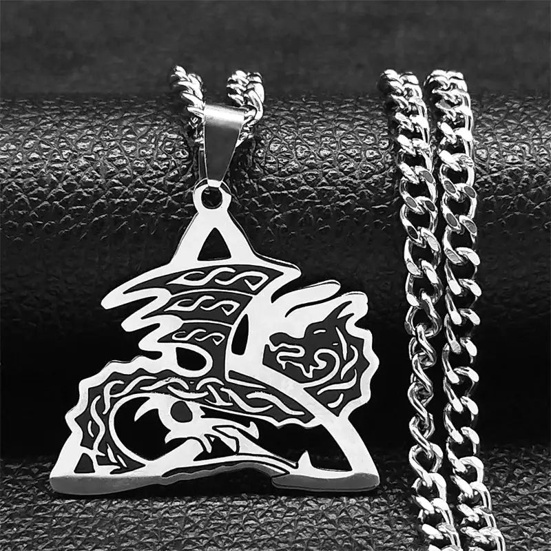 🛡️ Viking Witch Celtic Knot Pendant Necklace – Durable Stainless Steel Odin Gothic Amulet Protection & Mystical Symbol Nudo de Bruja Knot Design Men’s and Women’s Chain D 50cm CS SR