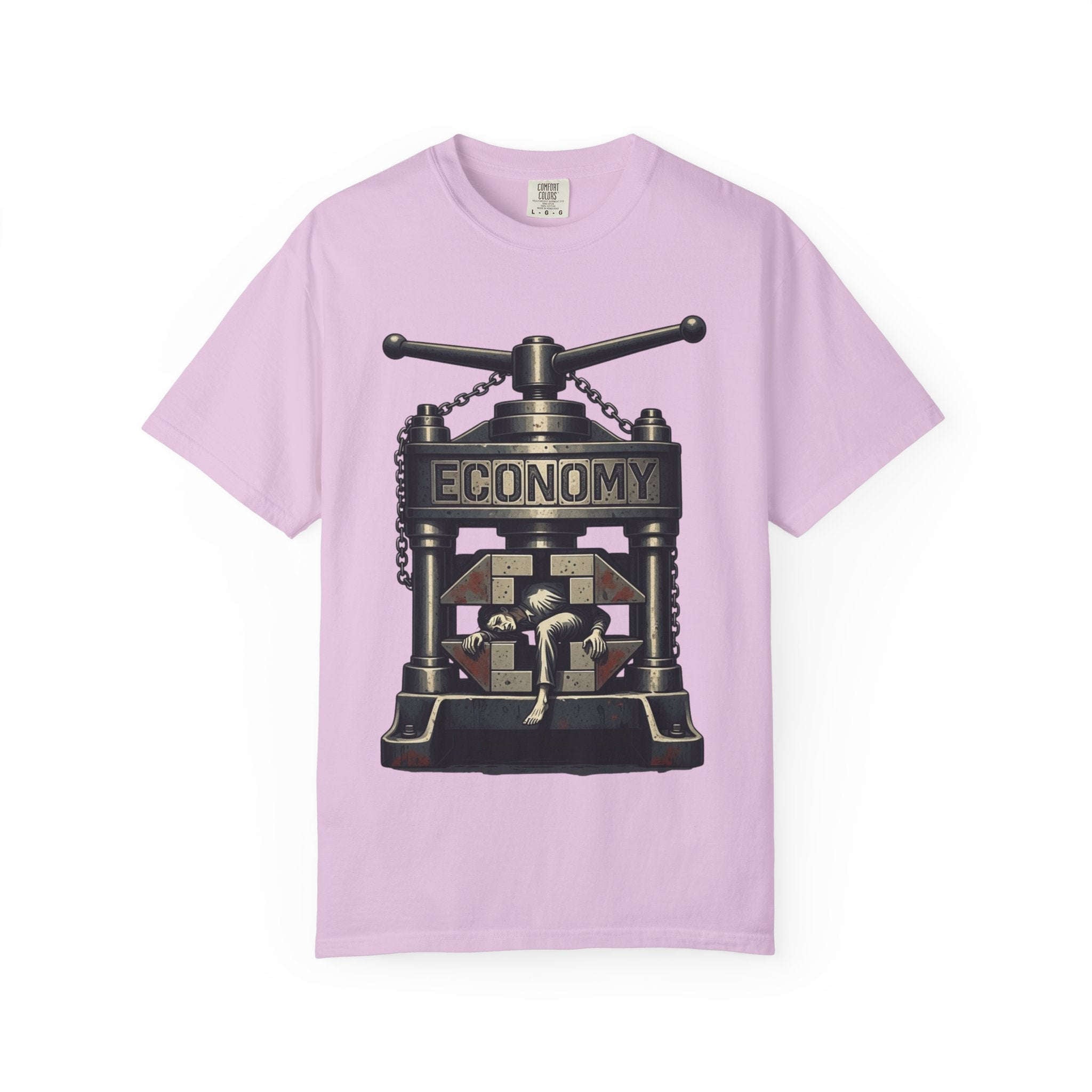 Vintage Dystopian Work Overload Shirt | Retro All-Seeing Eye Tee | Corporate Burnout Graphic | Dark Academia Aesthetic | Gift for Office Workers | Philosophy Satire Unisex T-Shirt Orchid