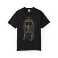 Vintage "ECONOMY" Press T-Shirt | Retro Industrial Satire Graphic Tee | Hand-Drawn Woodcut Style Socio-Economic Statement Shirt Black