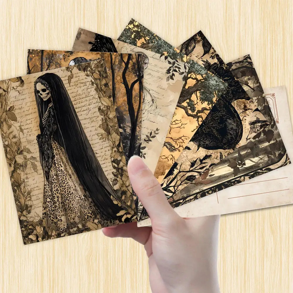 Vintage Halloween Postcard Set – 32 Pieces with Skulls, Wolves & More, Perfect for Gifts & Collecting