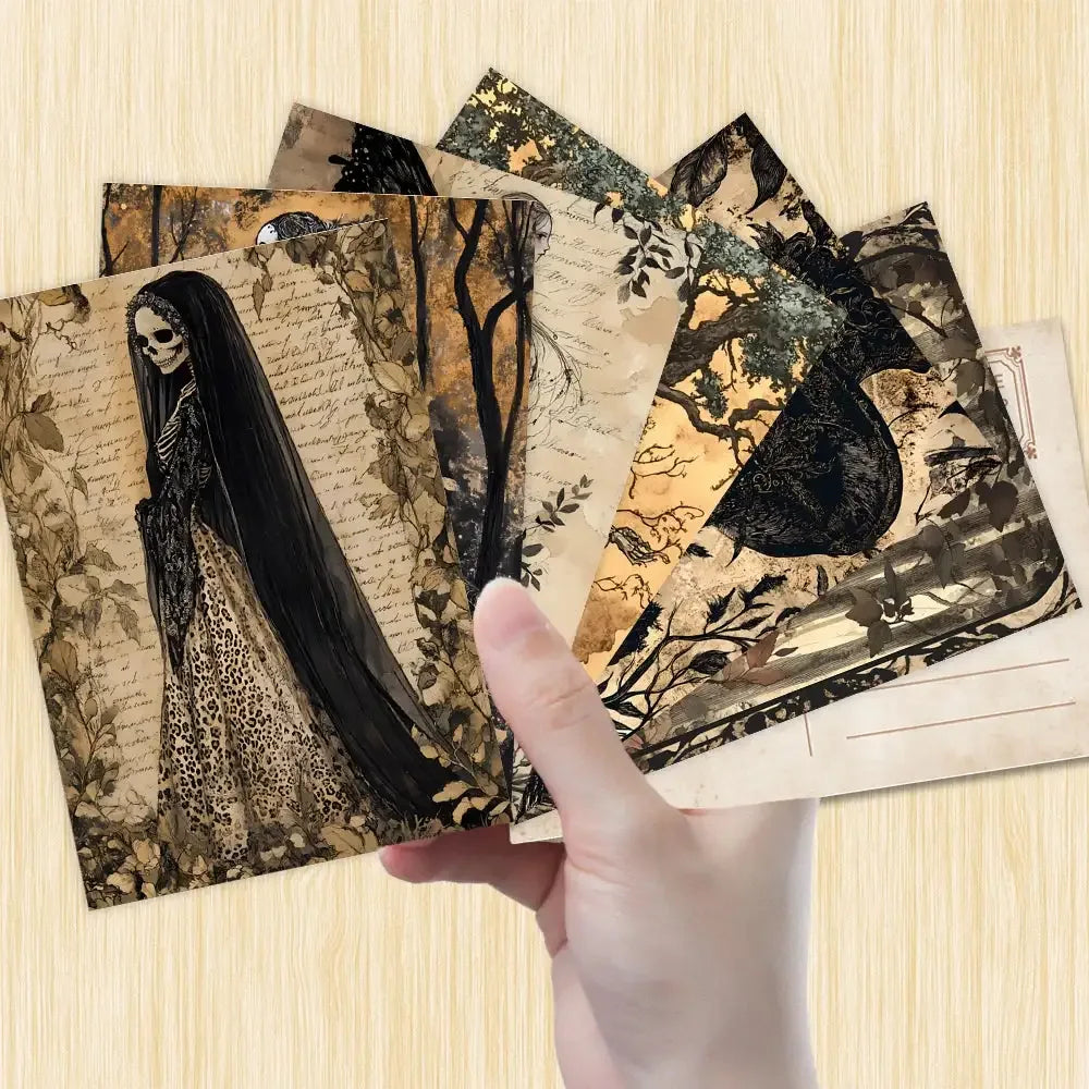 Vintage Halloween Postcard Set – 32 Pieces with Skulls, Wolves & More, Perfect for Gifts & Collecting
