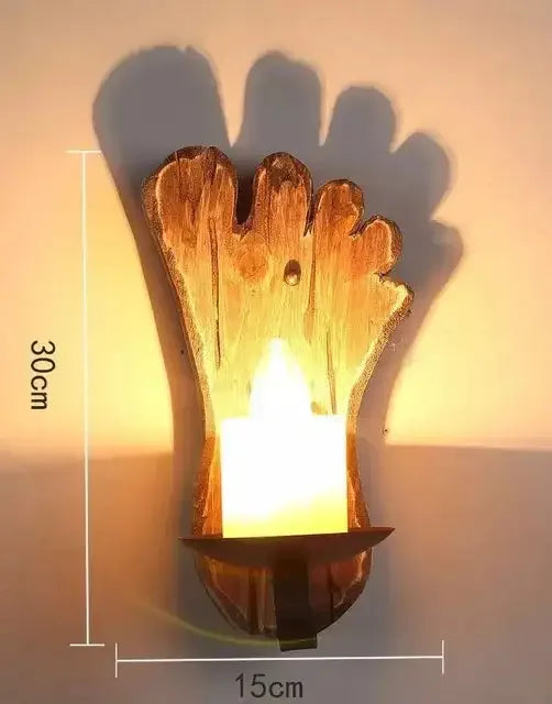 Vintage Industrial Wooden Wall Lamp – Rustic LED Sconce with Wood, Iron, and Glass – Perfect for Home, Cafe, Bar & Bedroom Decor sku9