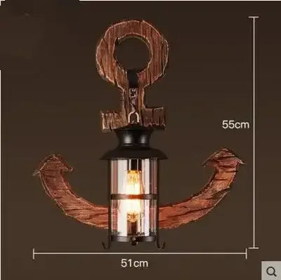 Vintage Industrial Wooden Wall Lamp – Rustic LED Sconce with Wood, Iron, and Glass – Perfect for Home, Cafe, Bar & Bedroom Decor sku11