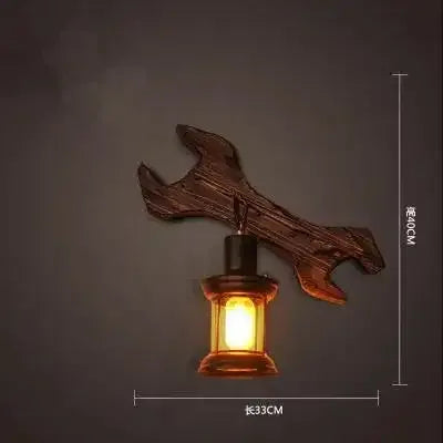 Vintage Industrial Wooden Wall Lamp – Rustic LED Sconce with Wood, Iron, and Glass – Perfect for Home, Cafe, Bar & Bedroom Decor sku10