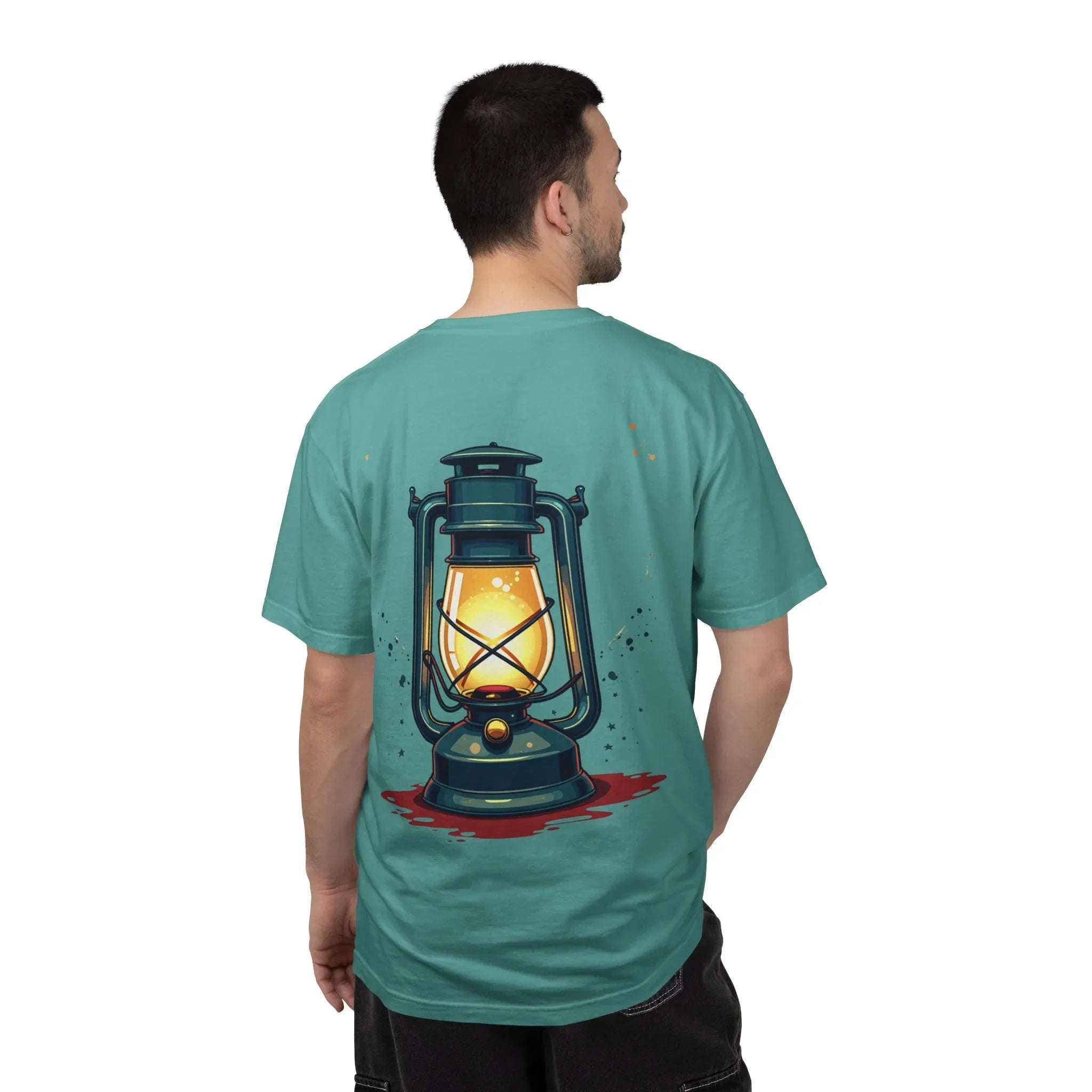 Vintage Lantern Shirt, Oil Lamp Graphic Tee, Rustic Camping Cabin T-Shirt, Cottagecore Dark Academia Vintage Aesthetic Gift Seafoam