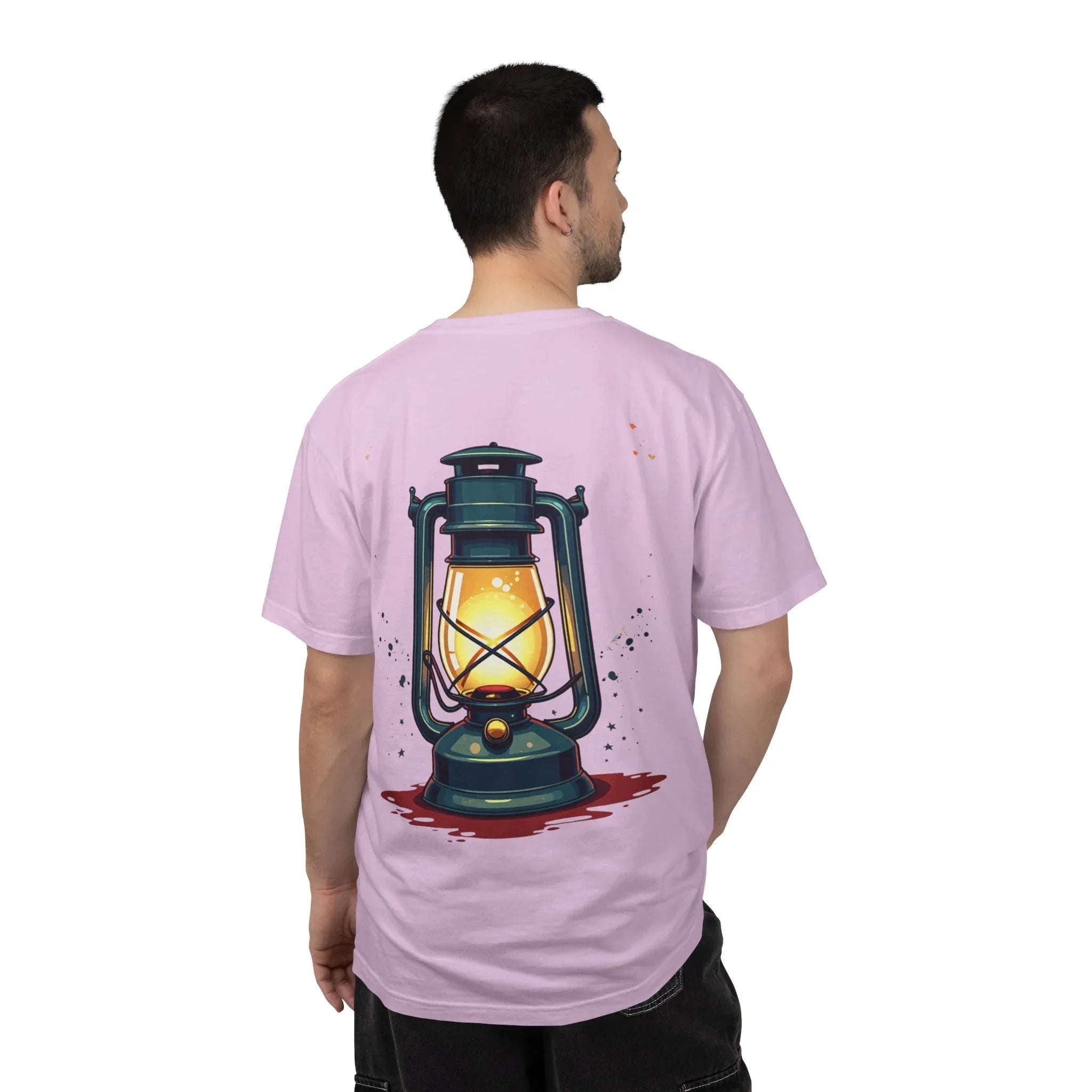 Vintage Lantern Shirt, Oil Lamp Graphic Tee, Rustic Camping Cabin T-Shirt, Cottagecore Dark Academia Vintage Aesthetic Gift Orchid