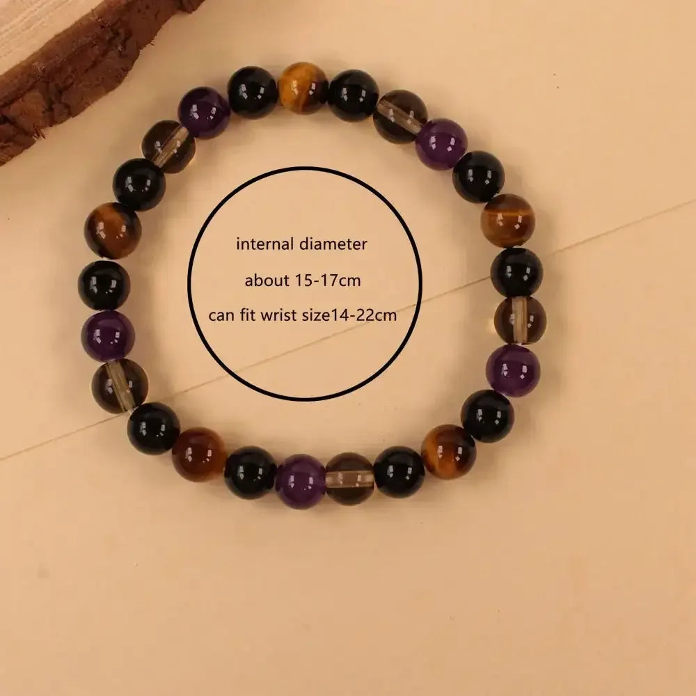 🐅 Vintage Natural Stone Tiger’s Eye Beaded Bracelet – Unisex Glass Beaded Jewelry | Birthday & Christmas Gift for Friends | Daily Outfit Essential