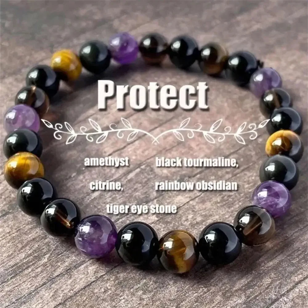 🐅 Vintage Natural Stone Tiger’s Eye Beaded Bracelet – Unisex Glass Beaded Jewelry | Birthday & Christmas Gift for Friends | Daily Outfit Essential
