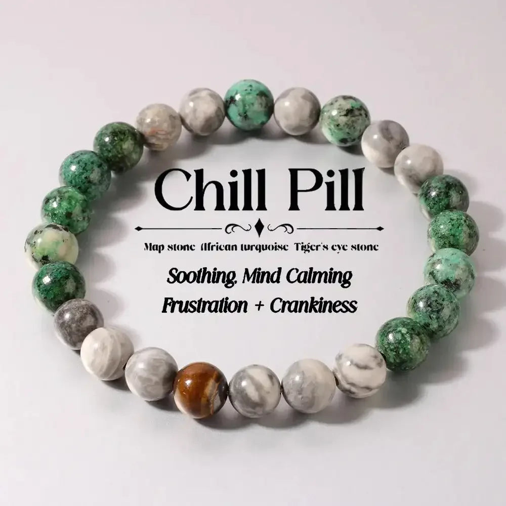 Vintage Natural Turquoise Tigers Eye Stone Bracelet Men Women Soothing Mind Calming Emotion Regulation Jewelry Boyfriend's Gift