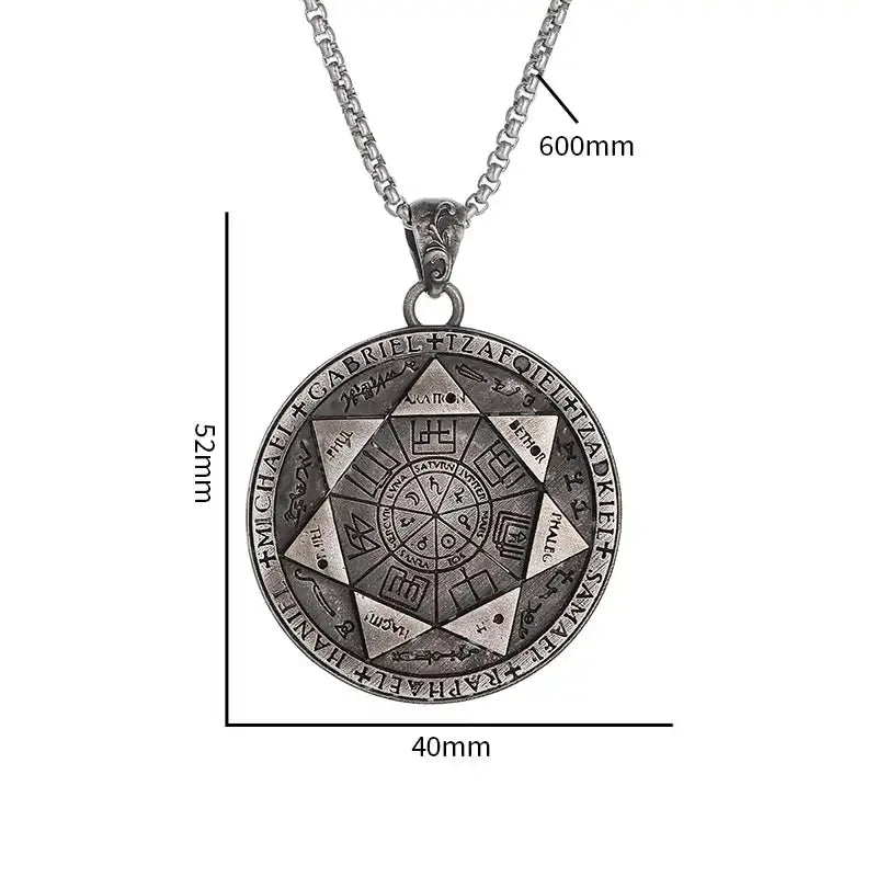 ✨ Vintage Retro Seven Angels Magic Circle Solomon Seal Necklace Pendant – Personalized Lucky Amulet | Men’s Punk Spiritual Jewelry