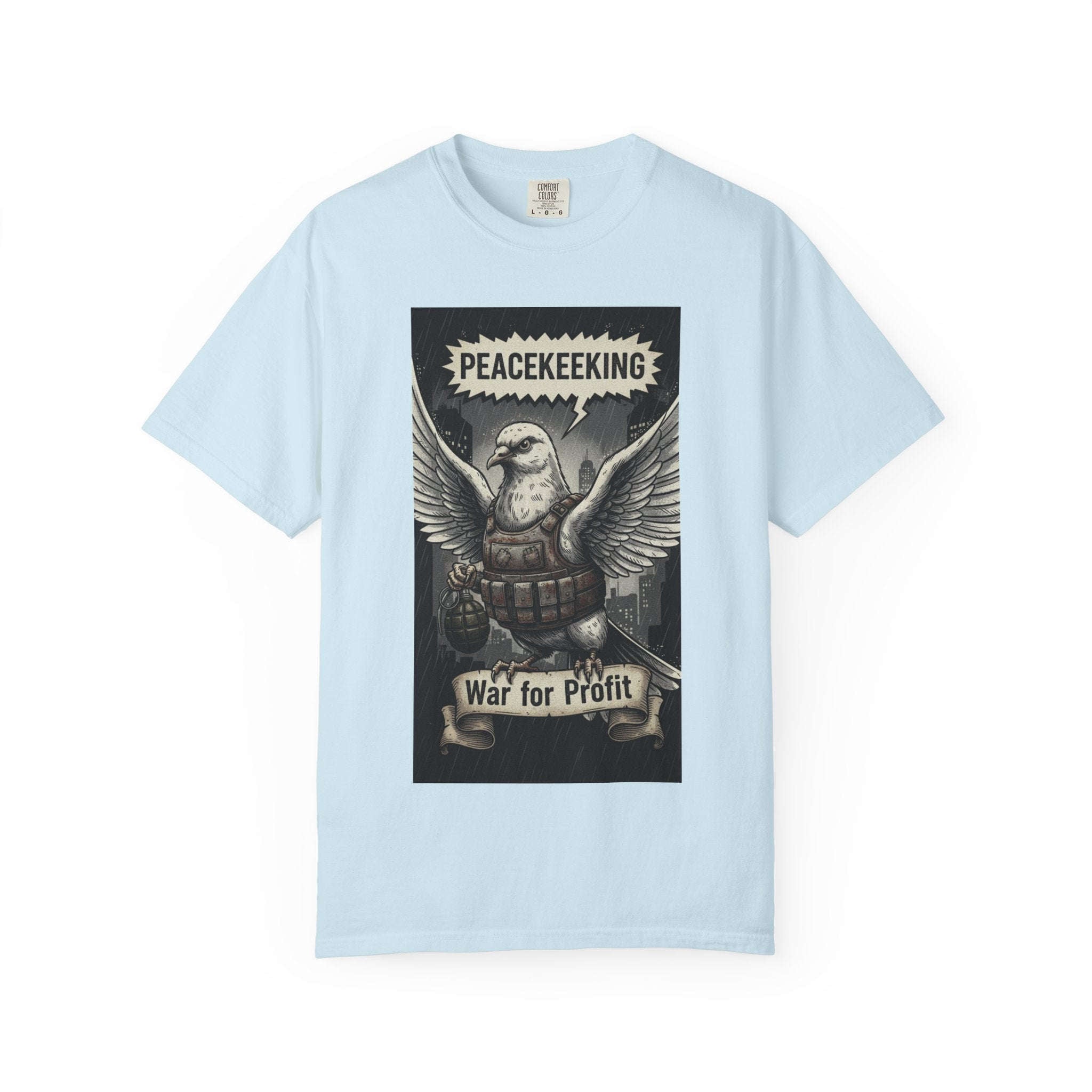 Vintage Satire Graphic Tee - Retro Political Comic Shirt - Media Manipulation & Anti-War Art - Sarcastic Social Commentary T-Shirt Chambray