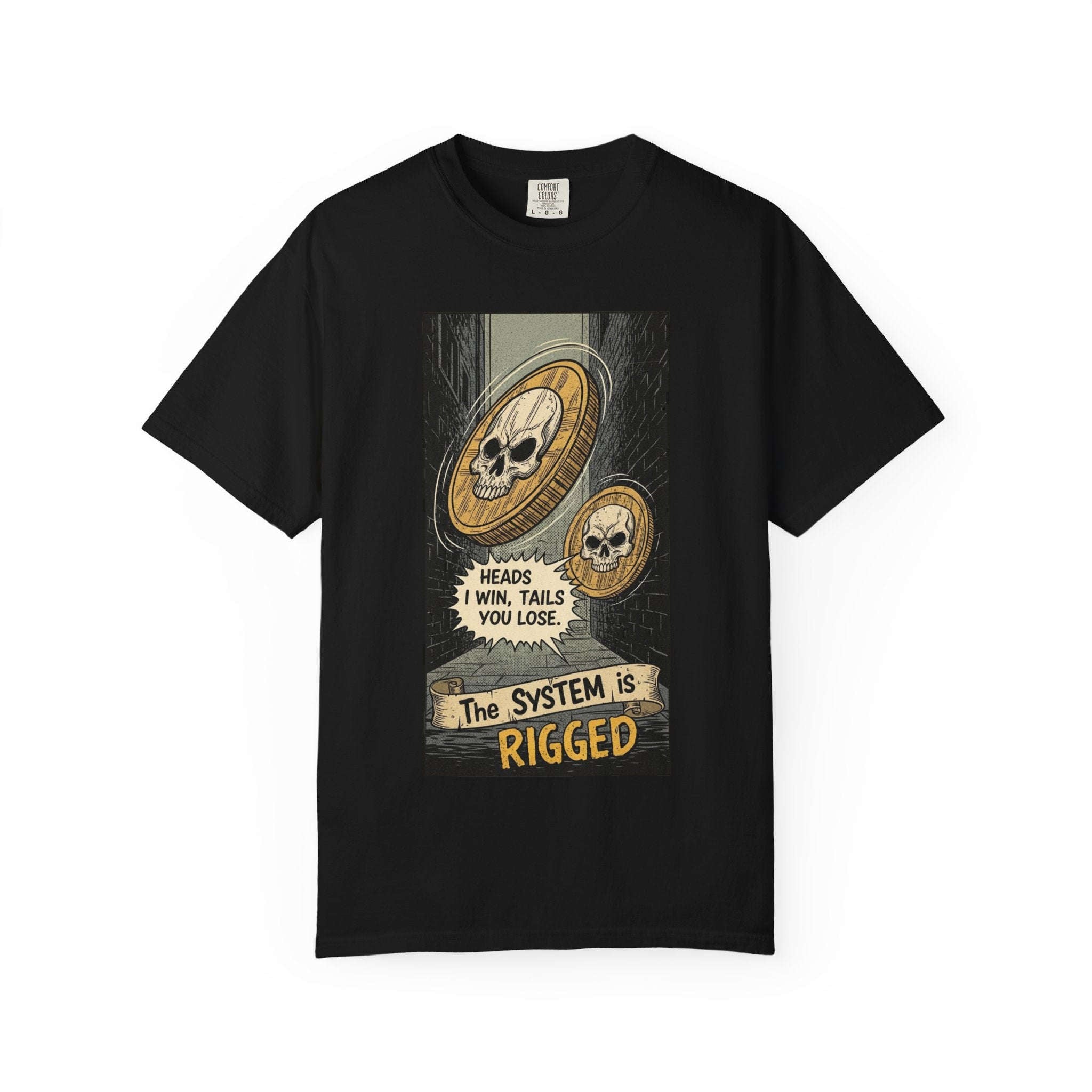 Vintage Satirical T-Shirt | Political Theater & Rigged System Retro Comic Tee | Sarcastic Dark Humor Shirt | Unisex Premium Cotton Graphic Tee Black