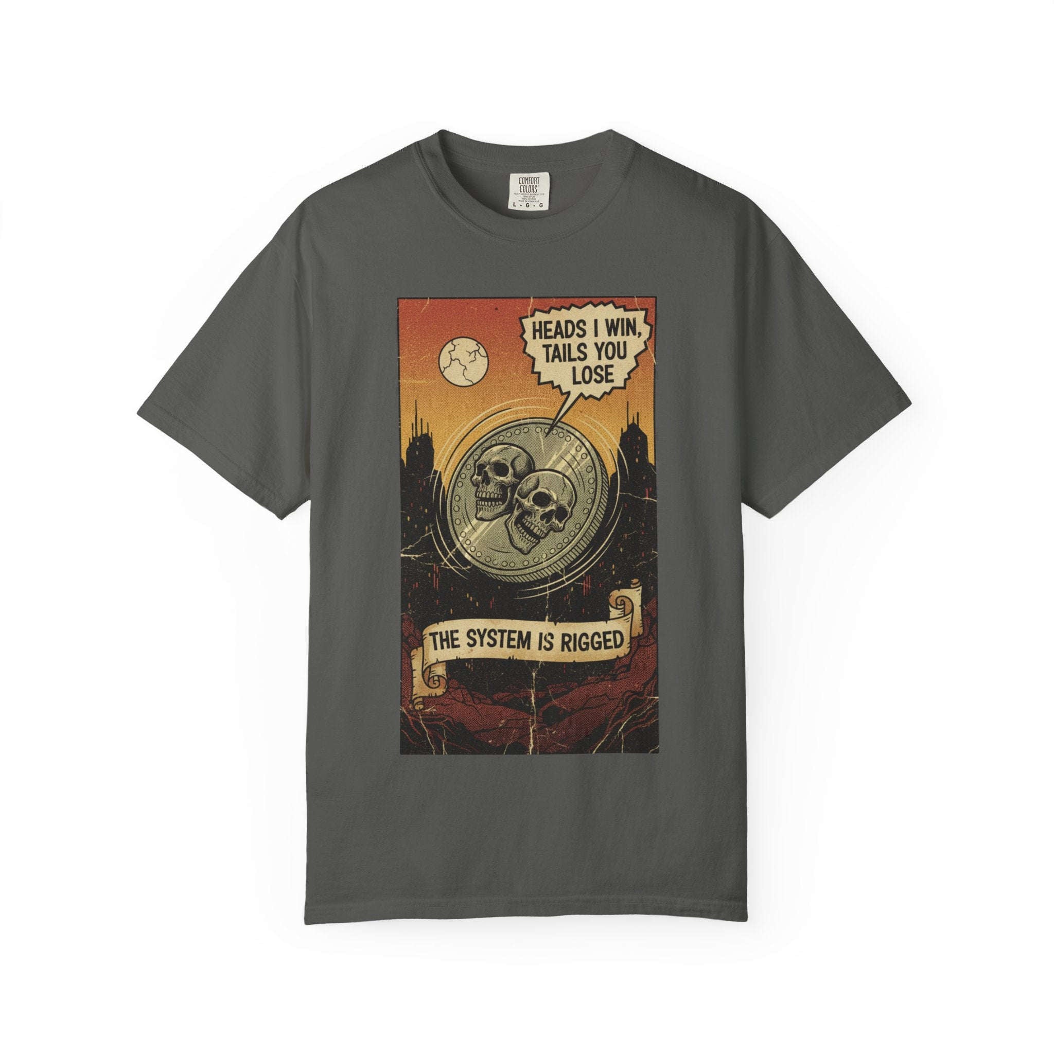 Vintage Satirical T-Shirt | Political Theater & System is Rigged Retro Tee | Sarcastic Dark Humor Shirt | Unisex Premium Cotton Graphic Tee Pepper
