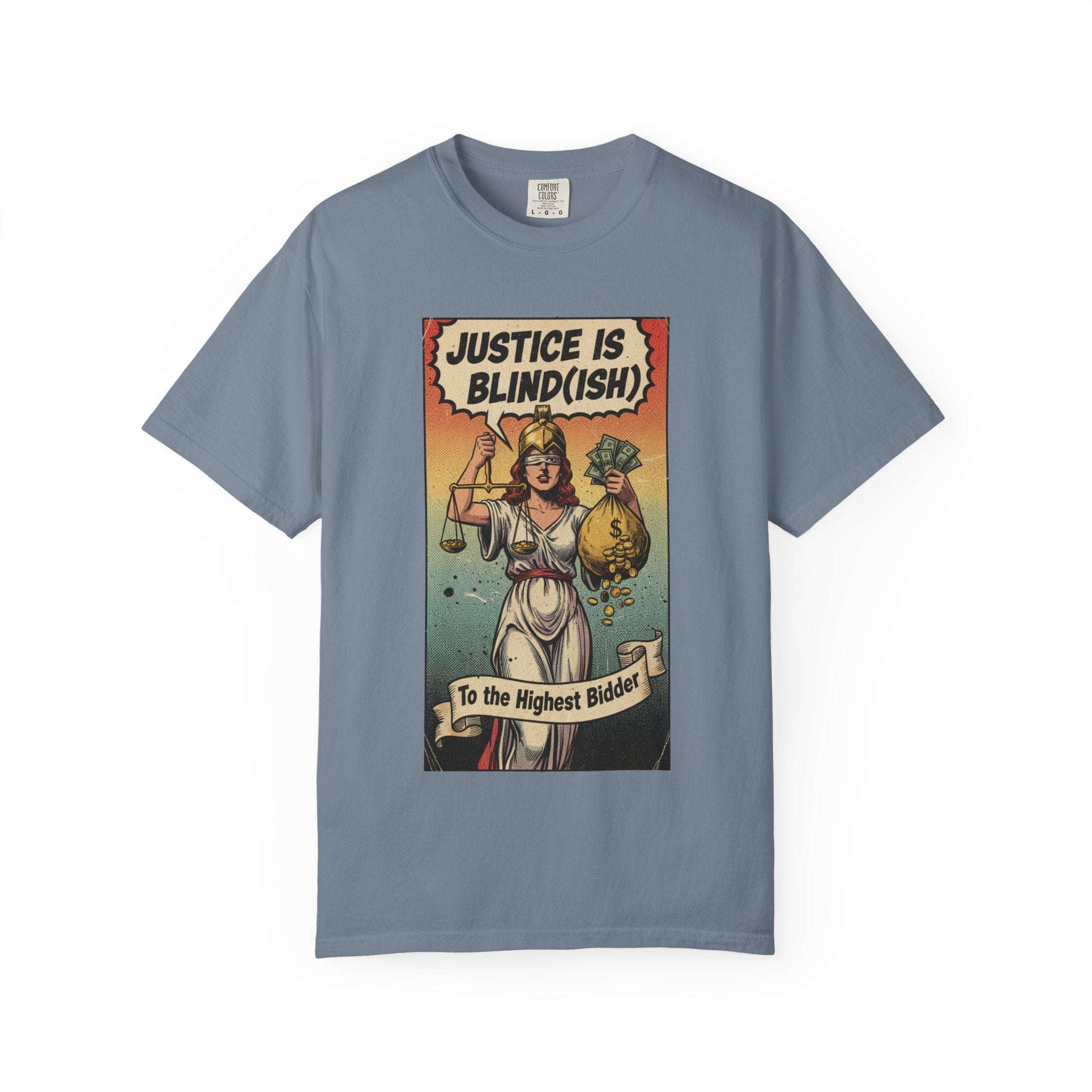 Vintage Satirical T-Shirt | Political Theater & System is Rigged Retro Tee | Sarcastic Dark Humor Shirt | Unisex Premium Cotton Graphic Tee Blue Jean