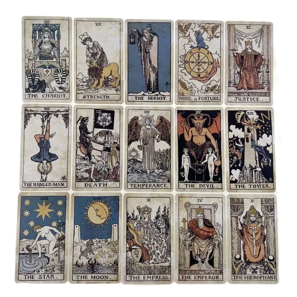 Vintage Tarot Cards – 78-Card Deck with Metal Tin Box, Gold & Green-Plated Edges, 10x6 cm, Includes Paper Manual for Divination & Board Game
