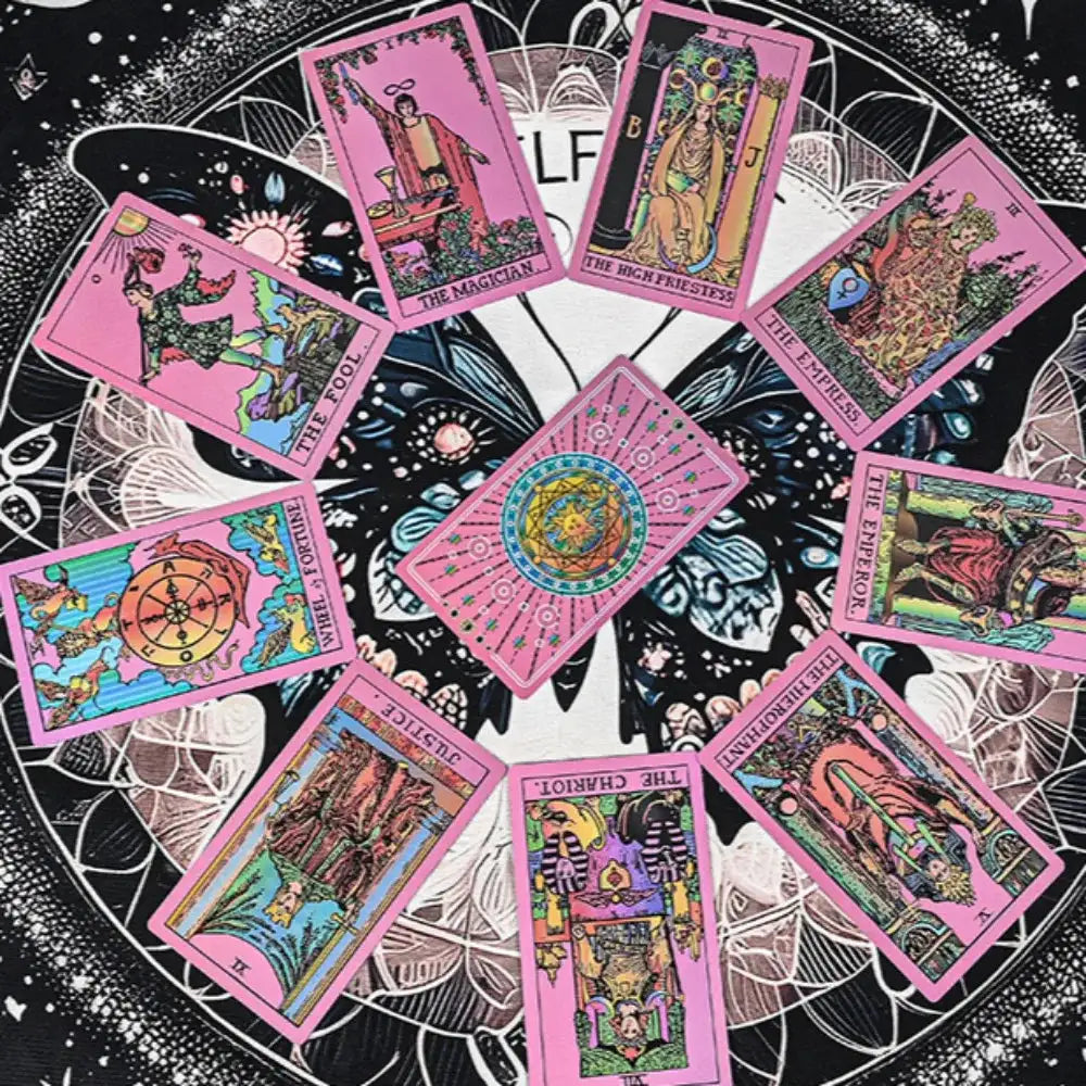 Waterproof PET Tarot Deck – 78 Cards | Holographic Gold Foil & Iridescent Finish | Durable 12 x 7 cm Rider Tarot Cards Default Title