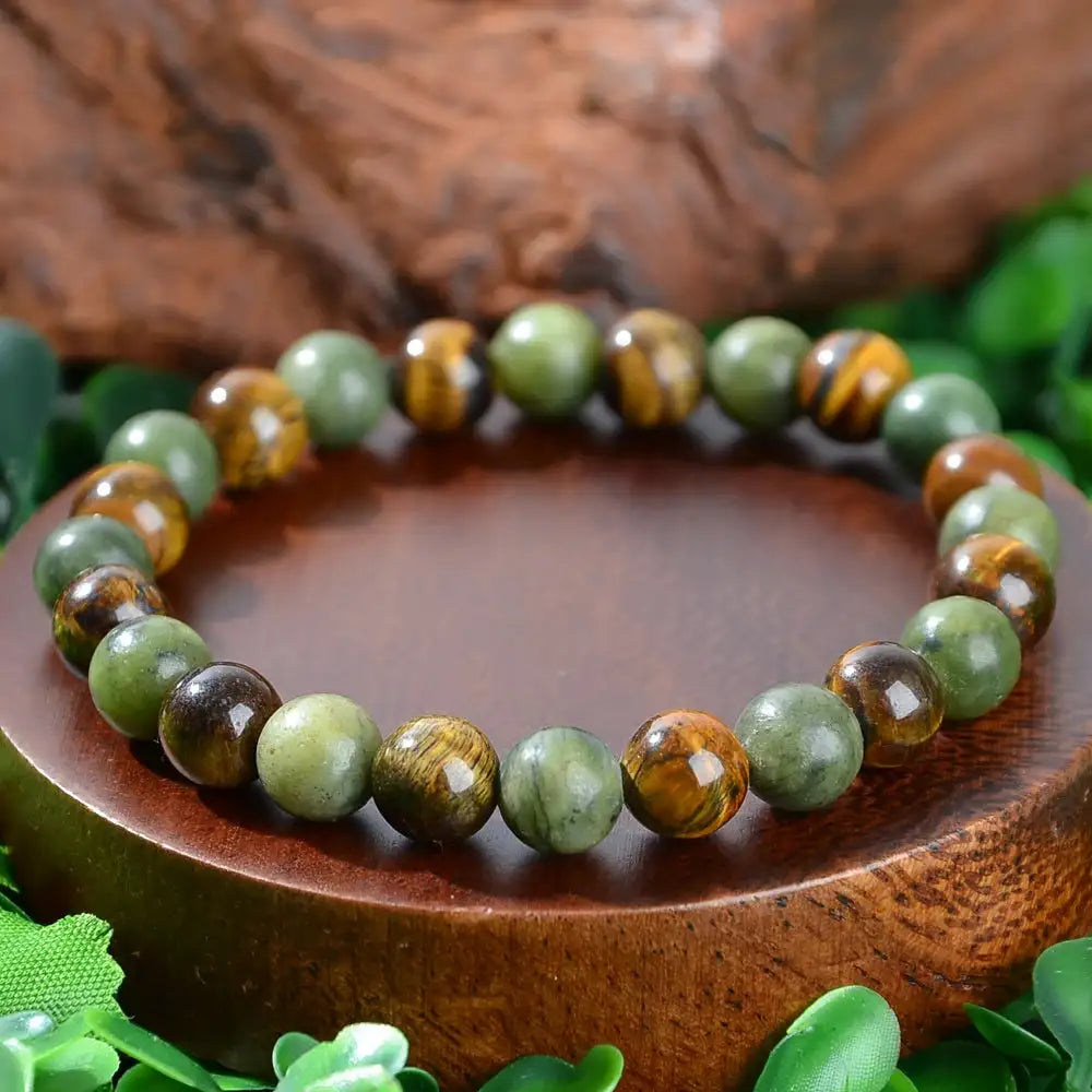 💎 Wealth Attraction Set – Tiger Eye Stone & Green Dongling Bracelet with Original Natural Stones | Prosperity & Abundance Jewelry