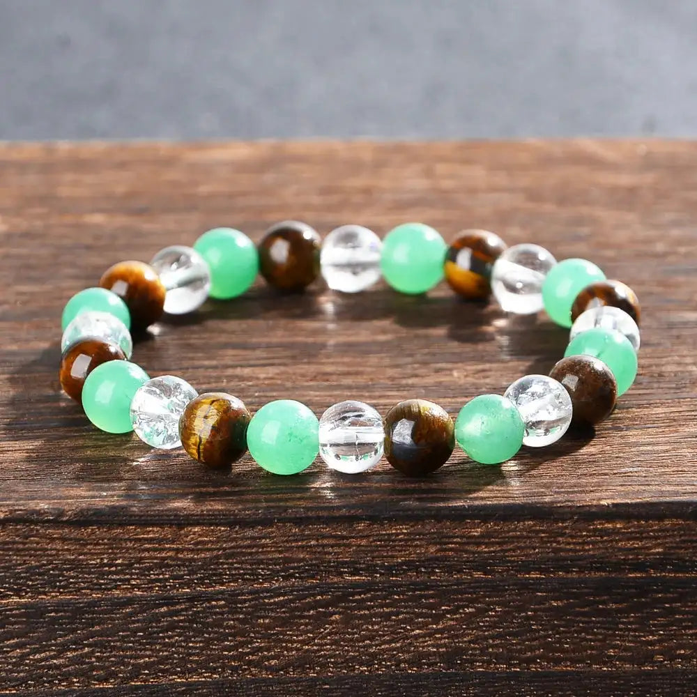 💎 Wealth Attraction Set – Tiger Eye Stone & Green Dongling Bracelet with Original Natural Stones | Prosperity & Abundance Jewelry