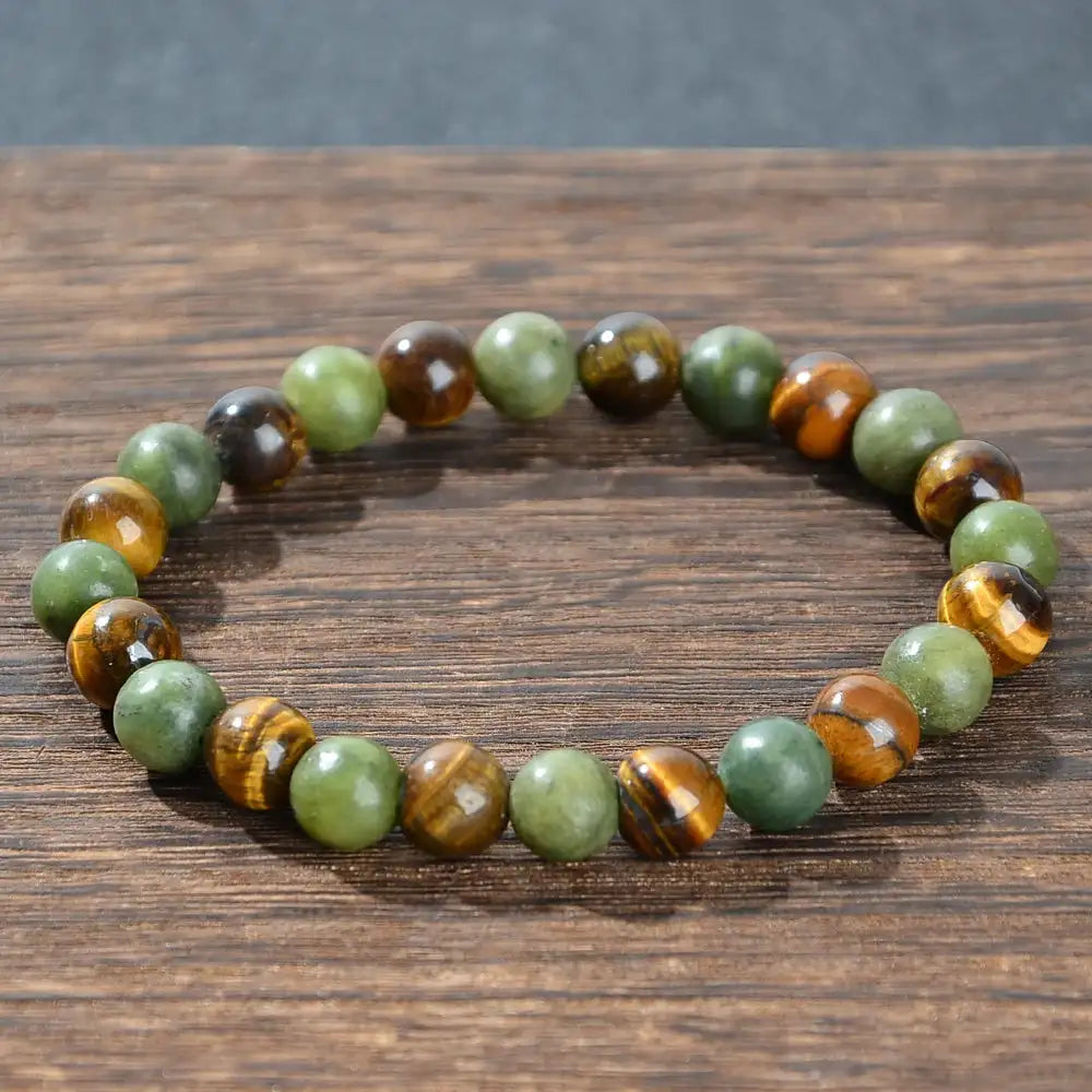 💎 Wealth Attraction Set – Tiger Eye Stone & Green Dongling Bracelet with Original Natural Stones | Prosperity & Abundance Jewelry