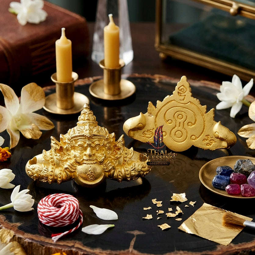 ✨ [Wealth-Multiplier] Sacred Phra Rahu "Ultimate Fortune-Builder" Gold-Plated Bronze Talisman – Khao O Lineage Master-Blessed by Achan Plian (Karmic Success Relic) Thai Blessing Co By RURUECHA