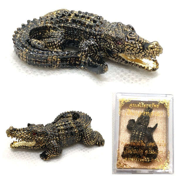 Wealth Summoning Crocodile – Silver-Gold Edition, Blessed by Luang Pho Ngern for Abundance and Prosperity