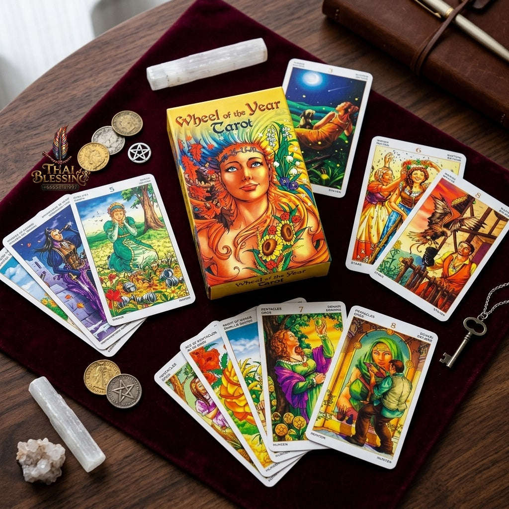 ✨ Wheel Of Year Tarot Deck Family Gathering Cards Game Leisure Party Table Game Fortune-telling Prophecy Divination Tarot Cards Thai Blessing Co By RURUECHA