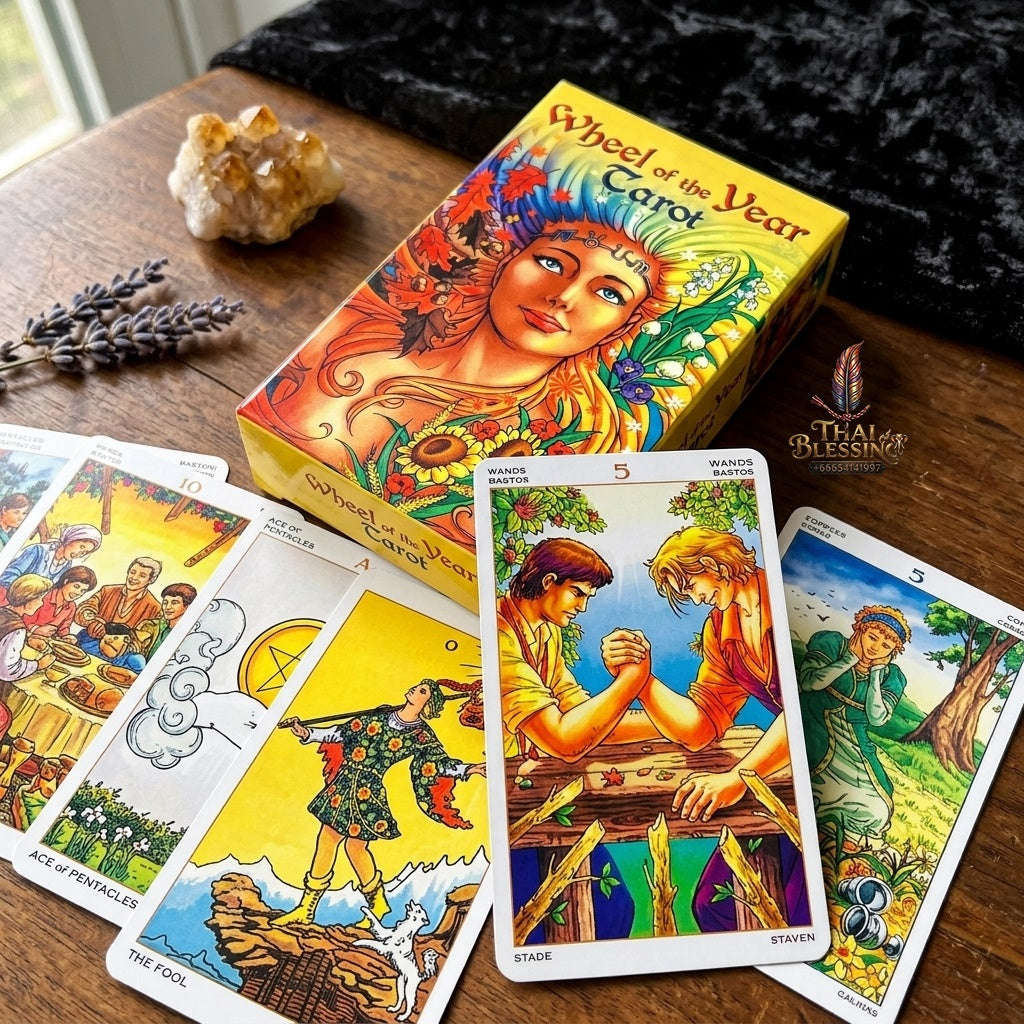 ✨ Wheel Of Year Tarot Deck Family Gathering Cards Game Leisure Party Table Game Fortune-telling Prophecy Divination Tarot Cards Thai Blessing Co By RURUECHA