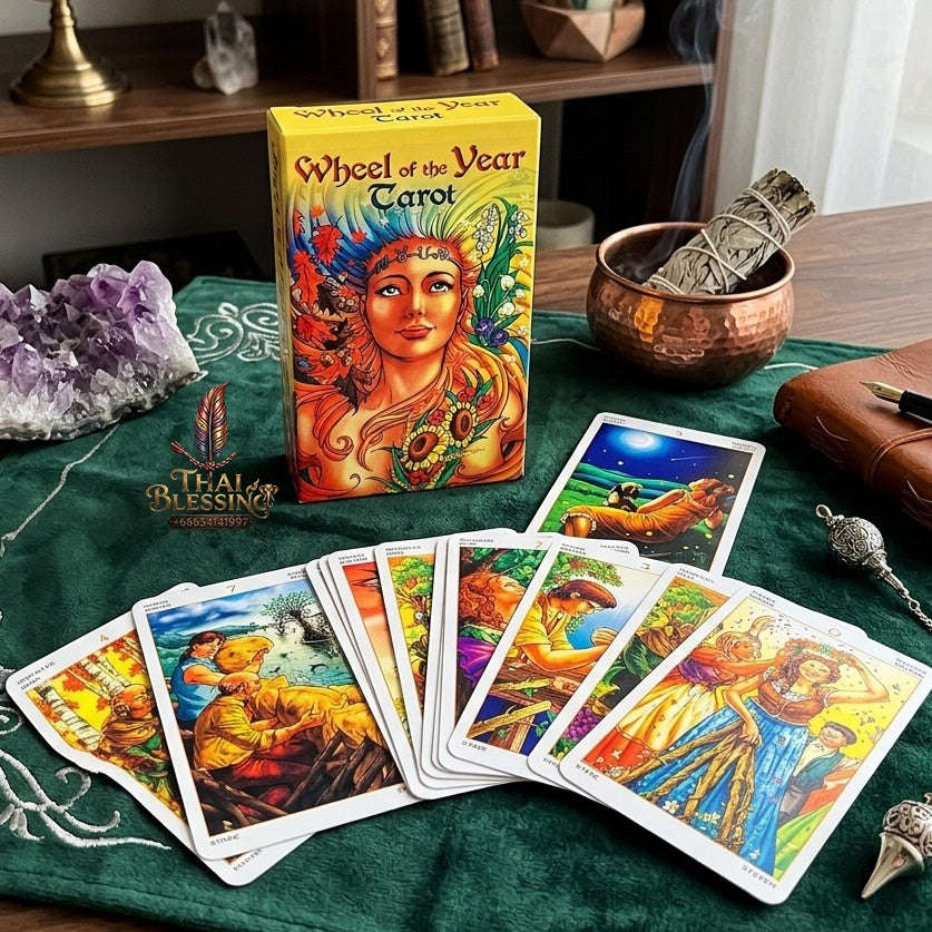 ✨ Wheel Of Year Tarot Deck Family Gathering Cards Game Leisure Party Table Game Fortune-telling Prophecy Divination Tarot Cards Thai Blessing Co By RURUECHA