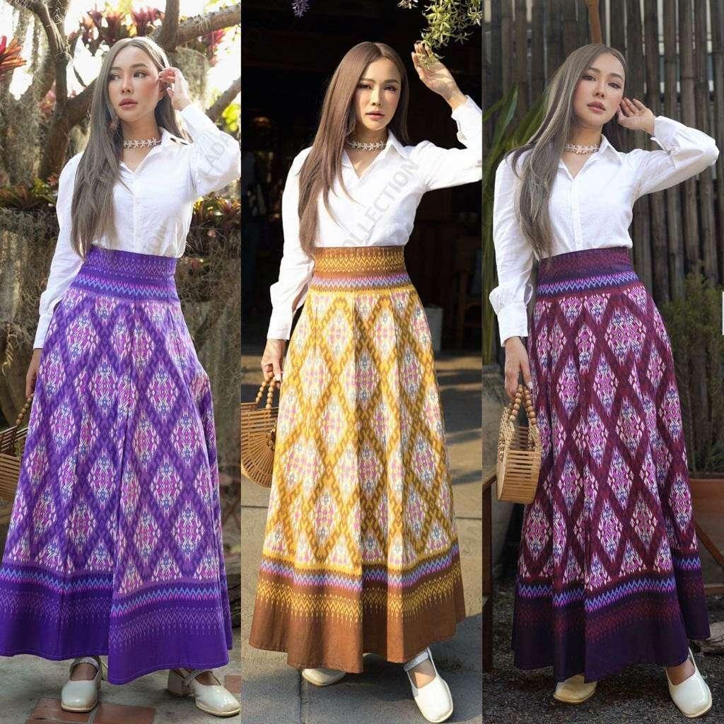 White Shirt Pleated Skirt Set - 8-Piece with Stairway to Heaven Pattern, Cotton Fabric, Available in 3 Colors | Sizes S–XL for Women