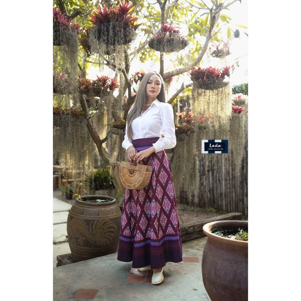 White Shirt Pleated Skirt Set - 8-Piece with Stairway to Heaven Pattern, Cotton Fabric, Available in 3 Colors | Sizes S–XL for Women
