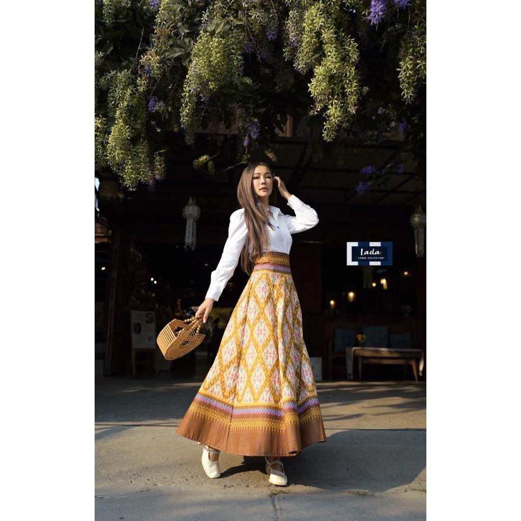 White Shirt Pleated Skirt Set - 8-Piece with Stairway to Heaven Pattern, Cotton Fabric, Available in 3 Colors | Sizes S–XL for Women