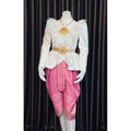 White Thai Lace Outfit Set - Elegant Lace Blouse with Customizable Sarong for Weddings, Events & Festivals