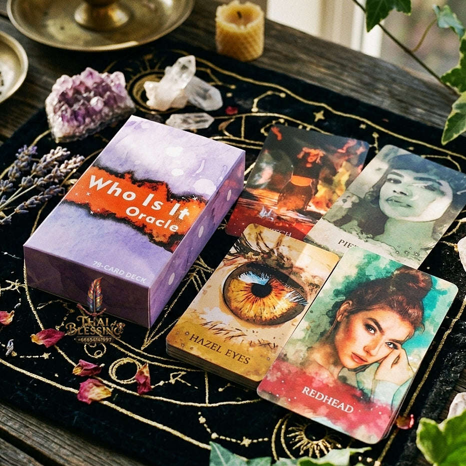 Who Is It Oracle Deck (78 Pcs Characteristics Edition) - 10.3x6cm Portrait Divination Cards for Relationship Readings, Future Partner Insights & Tarot Collectors Thai Blessing Co By RURUECHA