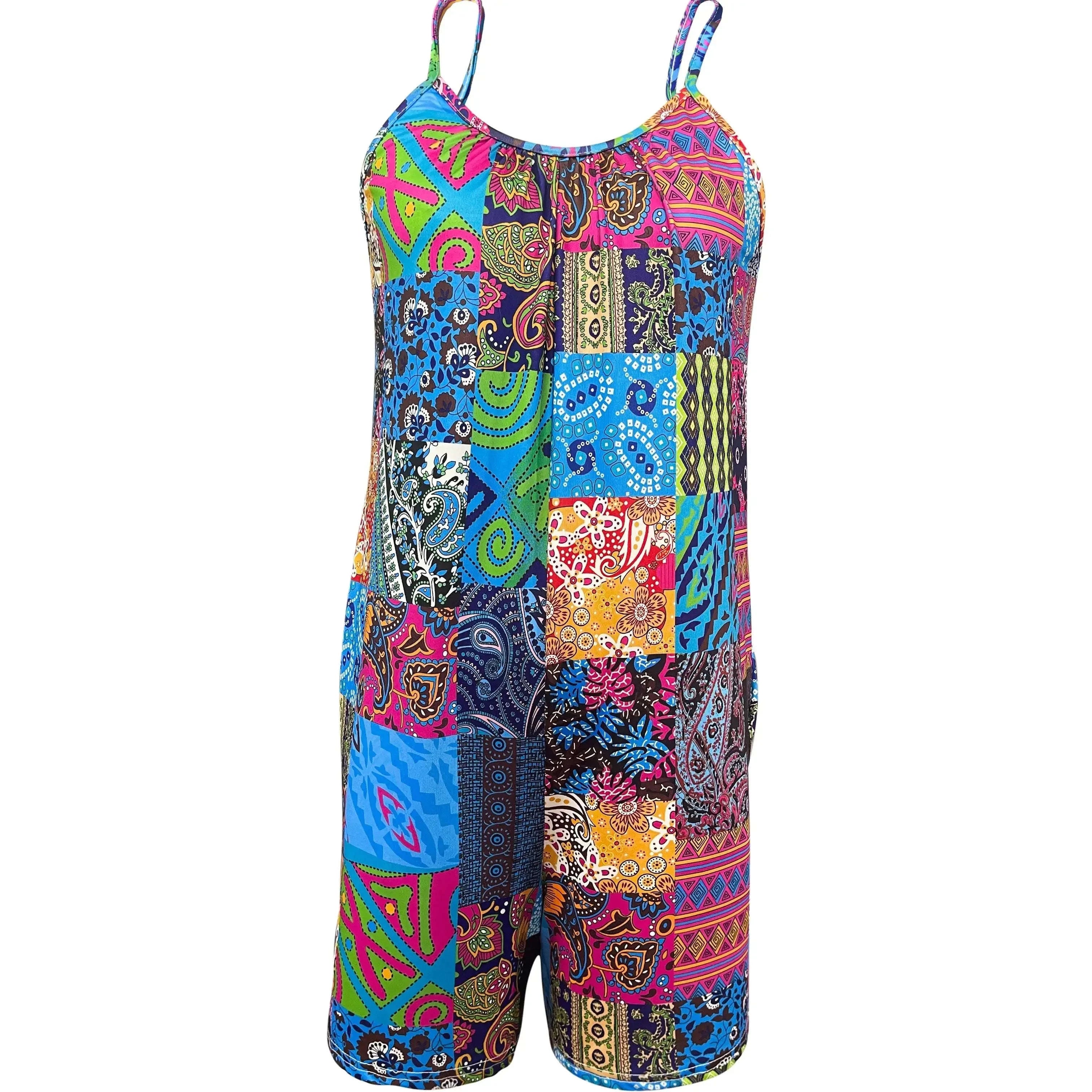 Women's Paisley Jumpsuit - Stylish Sleeveless Design for Spring/Summer Casual Wear