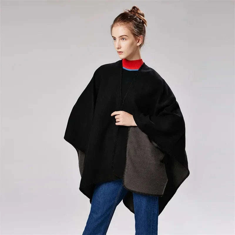 Women's Winter Poncho Wrap - Imitation Cashmere Shawl Cape & Scarf (130 x 150 cm) for Ultimate Warmth and Style