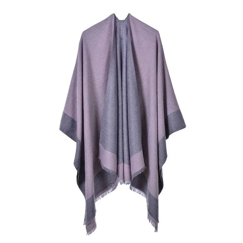 Women's Winter Poncho Wrap - Imitation Cashmere Shawl Cape & Scarf (130 x 150 cm) for Ultimate Warmth and Style One Size 4-pink