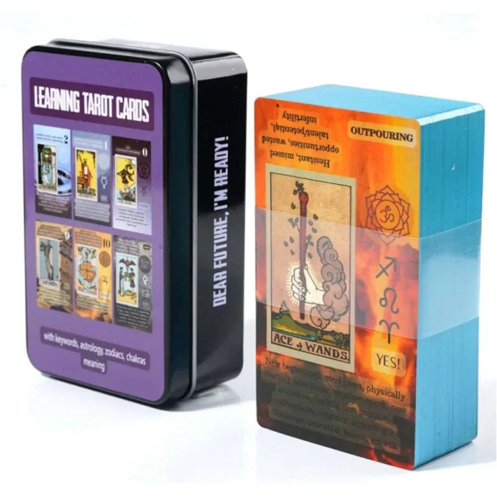 Wondering Spirit Tarot Deck – 78 Gold-Edged Cards in Durable Tin Box black
