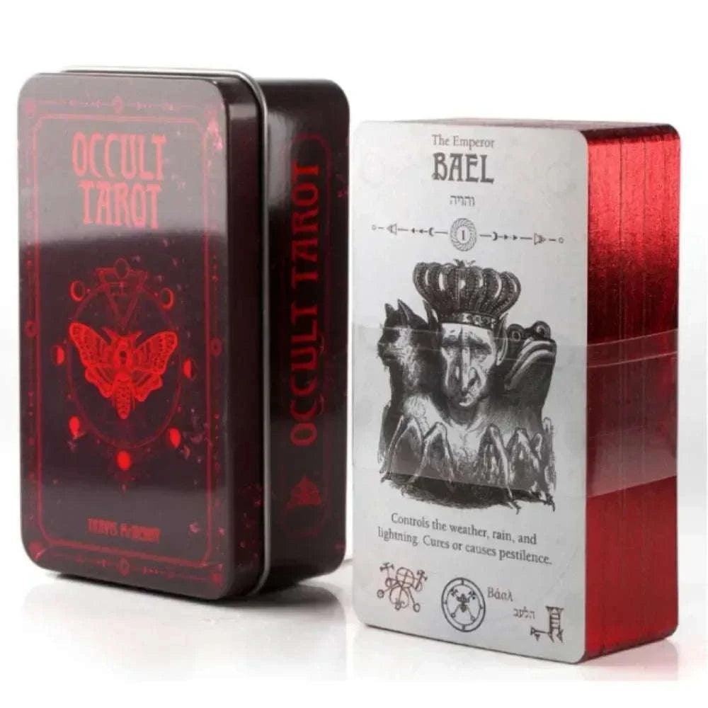Wondering Spirit Tarot Deck – 78 Gold-Edged Cards in Durable Tin Box Burgundy