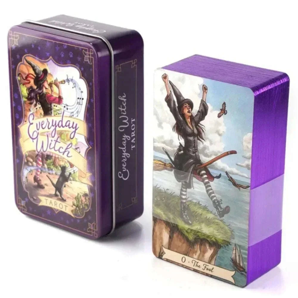 Wondering Spirit Tarot Deck – 78 Gold-Edged Cards in Durable Tin Box Dark Khaki