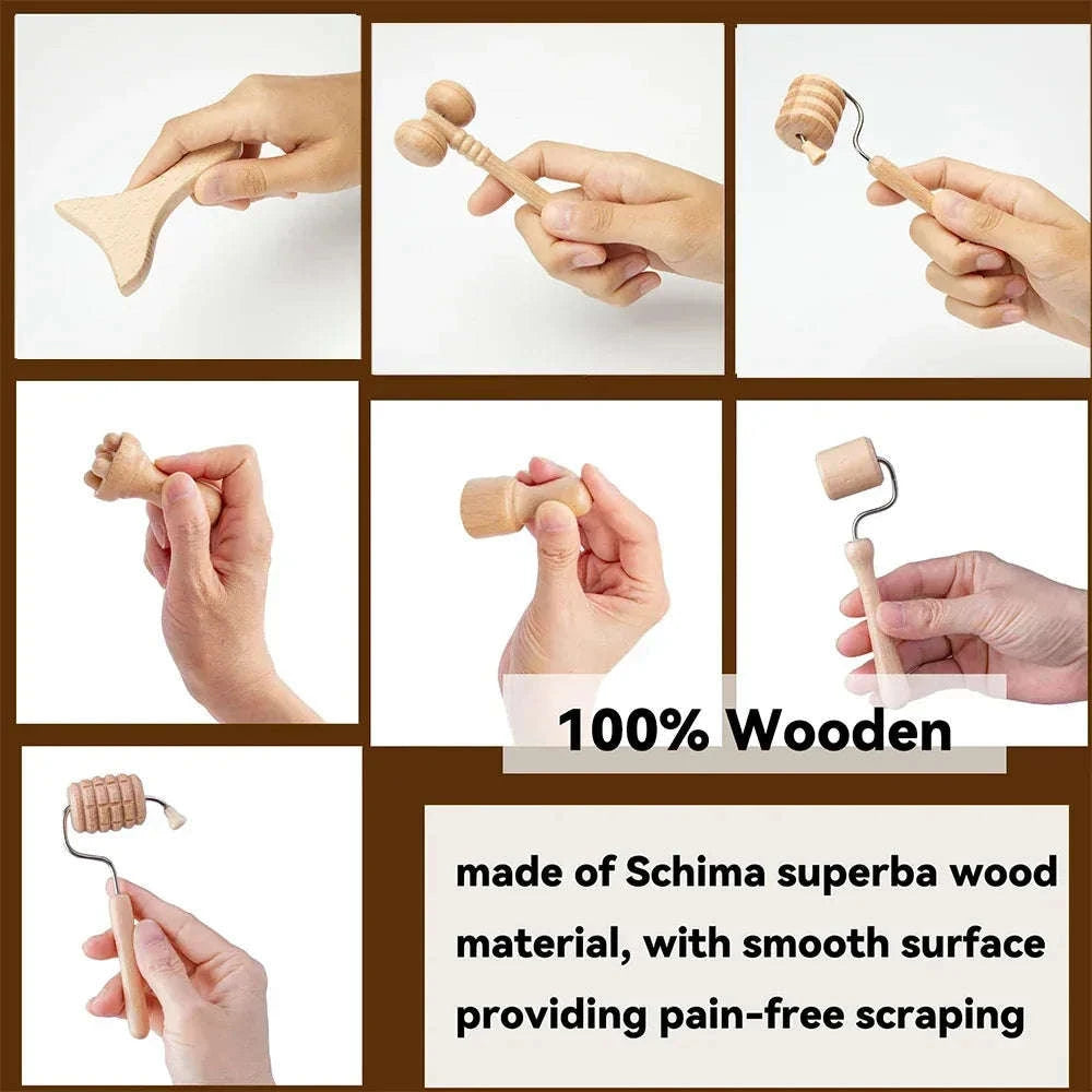 Wood Therapy Face Massager – Face Lifting Maderoterapia Gua Sha Wrinkle Remover, Skin Scraper, Anti-Cellulite Neck Lift Beauty Tool﻿