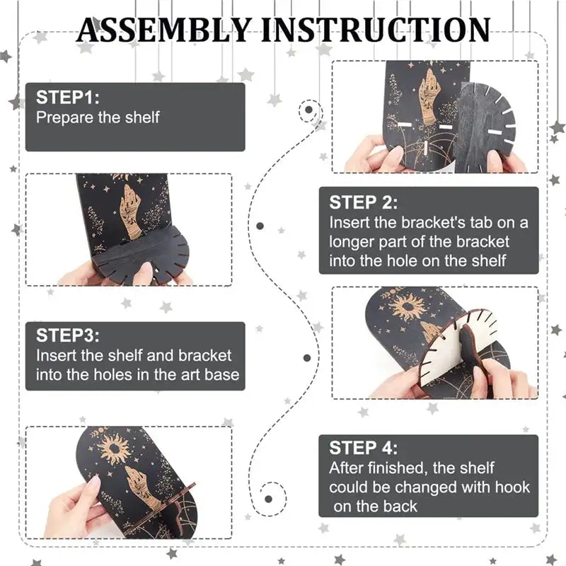 Bohemian Wooden Crystal Display Shelf – Floating Wall-Mounted Holder Rack for Crystals, Jewelry, and Home Decor