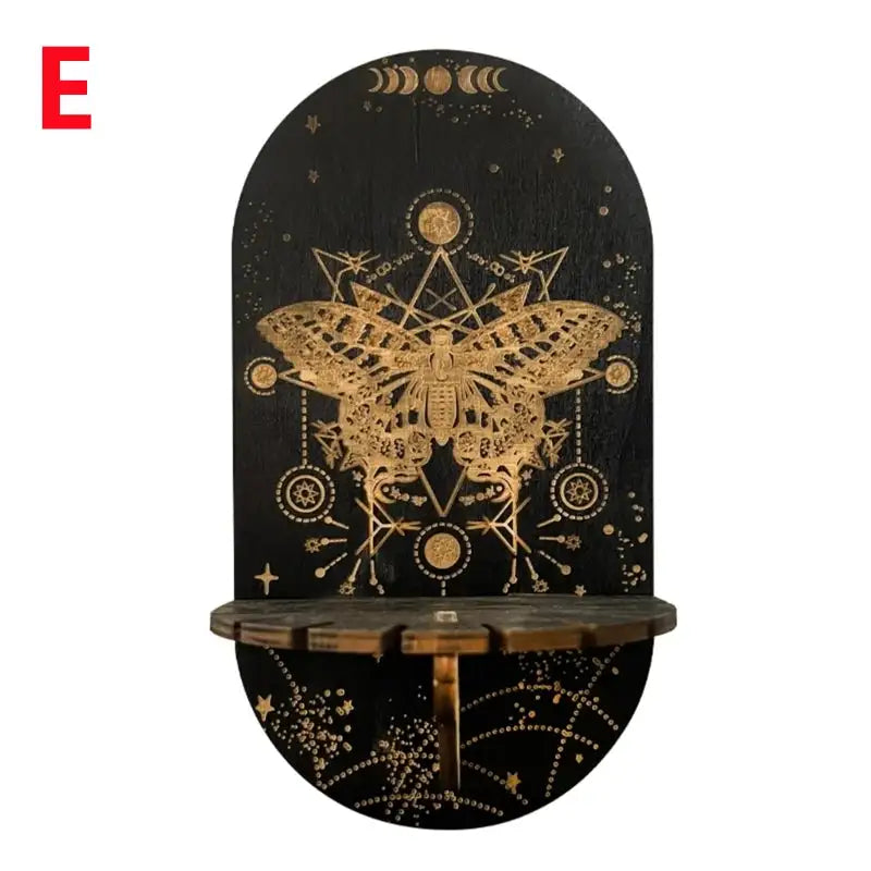 Bohemian Wooden Crystal Display Shelf – Floating Wall-Mounted Holder Rack for Crystals, Jewelry, and Home Decor E